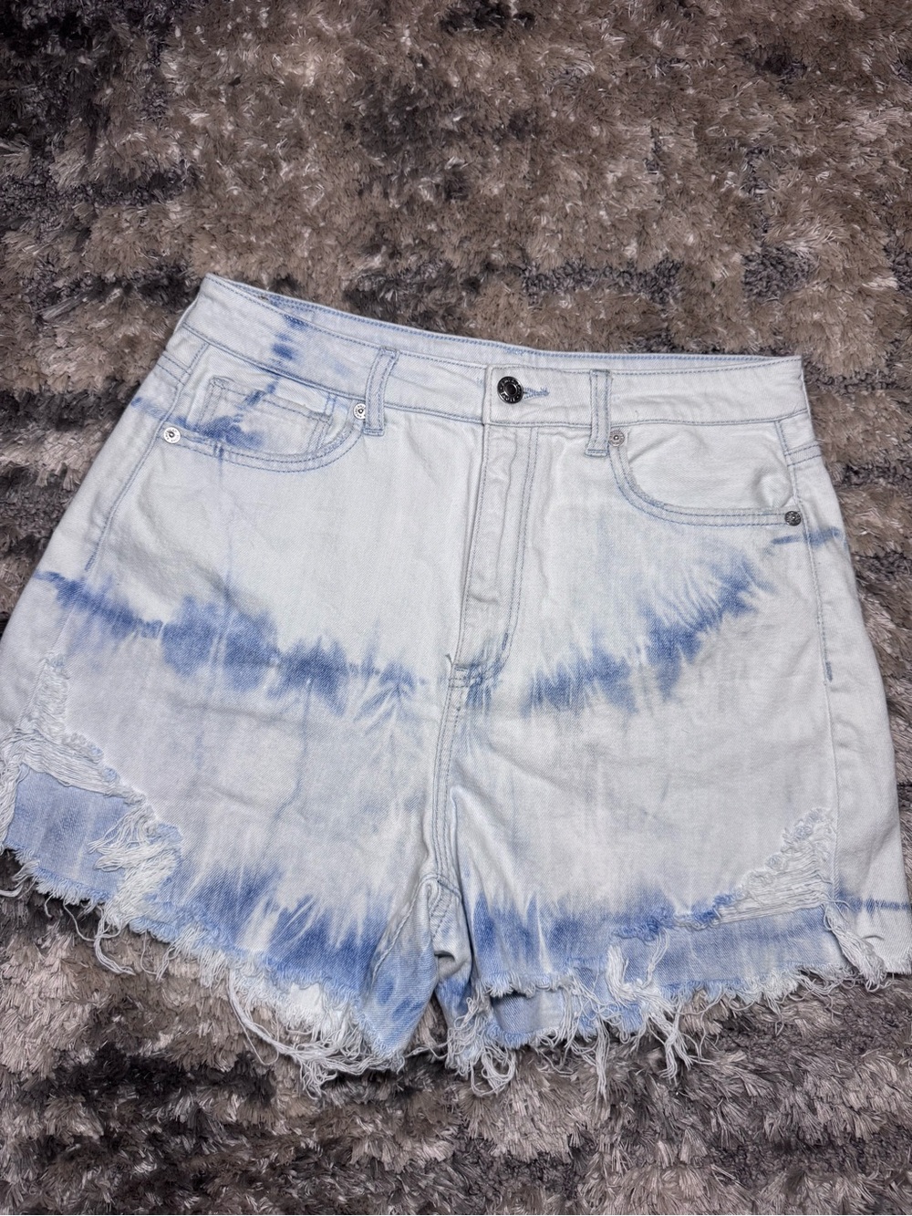 American Eagle Outfitters Light Blue Tie-Dye Denim Shorts